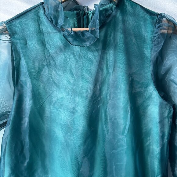 Sister Jane Organza Maxi Smock Dress, Green, XS / S - Picture 8 of 11